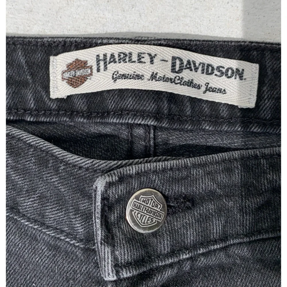 Harley Davidson Men's Black Bootcut Jeans 32x29 Motorcycle Biker Denim Logo